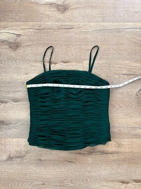 Dark Green Vintage Ruched Spaghetti Strap Corsette Top